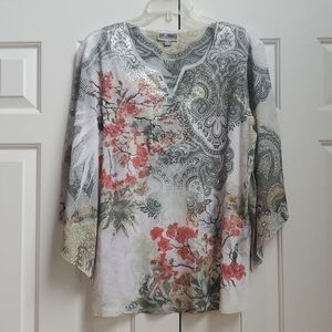 JM Collection long sleeve floral tunic
